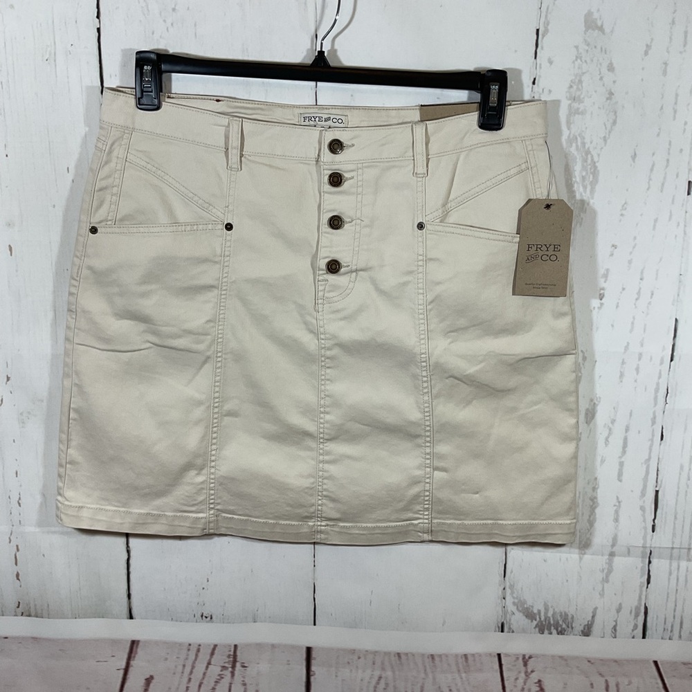 Frye and Co. Birch Wash‎ Denim Mini Skirt Western Button Front NWT $80